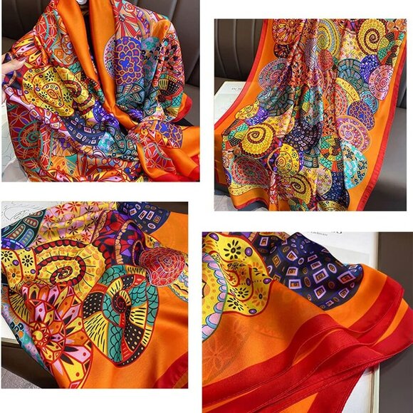 Fashion Scarves Scarf 100% Silk Feeling Scarf Silk Like Scarves Long Lightweight - Picture 5 of 7